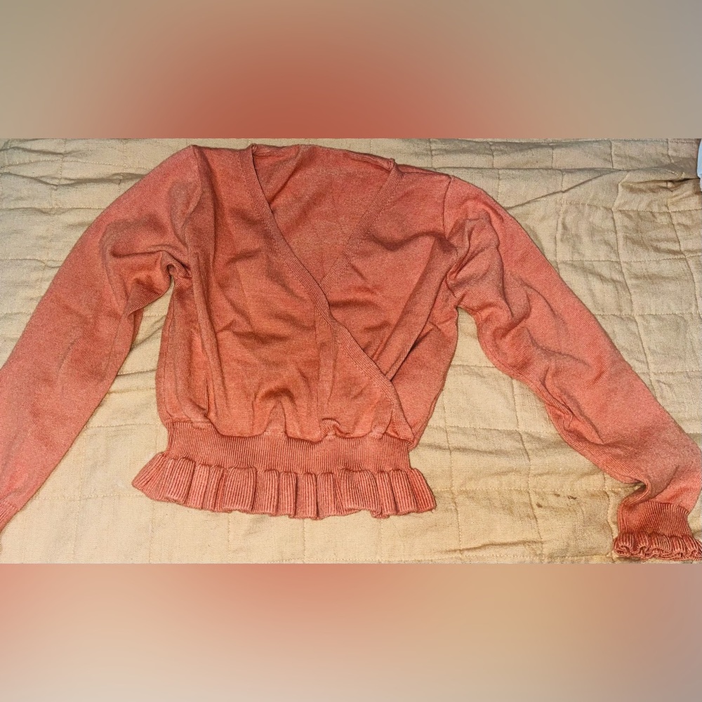 Cute orange, long sleeve crocheted shirt